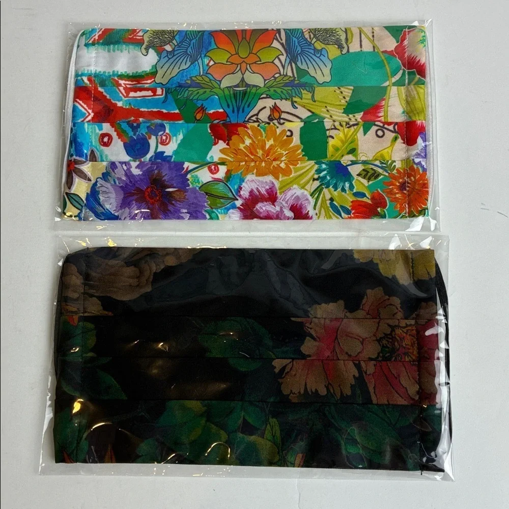 Johnny Was Mask Lot - Set of 2 NEW Silk Masks Boho Floral Bohemian Maximalists